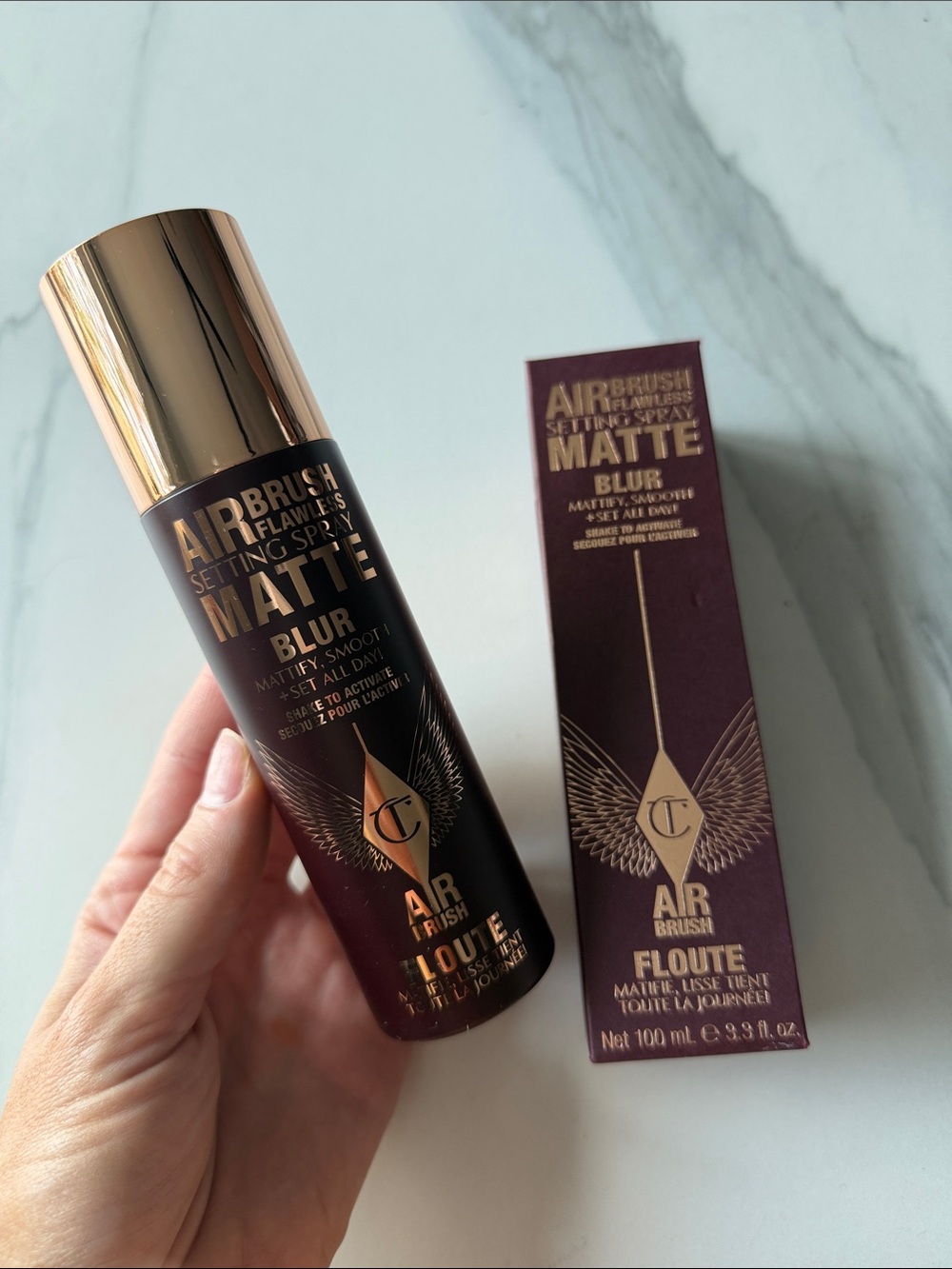 Charlotte Tilbury Airbrush Flawless Setting Spray Matte Blur - Deep Wine Bottle